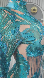 Rhinestone Fringe Bodysuit for Women Sheer Mesh Sequin Leotard Stage Performance Showgirl Dance Costume - 35117323583671 - 35117323583671