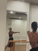 Reggiseno sportivo nero - Reggiseno da ballo con spalline sottili in pizzo e imbottiture per latino samba salsa rumba - 34997433368759 - 34997433368759