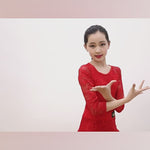 Latin Ballroom Dance Dresses for Girls with Lace Long Sleeves, Simple Neckline, and Invisible Zipper - 33208474697911 - 33208474697911