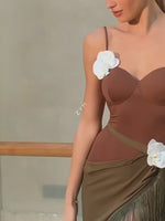 Korte rok met franjes - Onregelmatige mesh salsa dansrok met verstelbare strik voor salsa, latin, tango en samba - 34591306612919 - 34591306612919