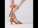 Salsa Dance Shoes for Women - Satin Mid High Heel Dance Shoes Latin Suede Sole for Jazz Bachata - 35892979302583 - 35892979302583