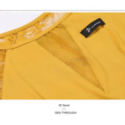 Women See-Through Hollow Lace Stitching Short Sleeves Red Tango Standard Ballroom Dress Waltz Rumba Dance Wear - DancerInn