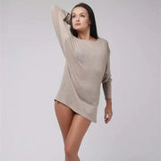 Women Concise Bat Sleeves Elastic Latin Dance Practice Wear Dance Clothes Samba Costumes - DancerInn