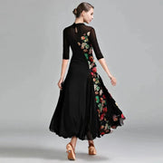 Women Stiching Big A Hemline Sexy Party Ballroom Dance Dress Rumba Costume Dance Clothing - DancerInn