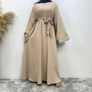 Stylish Hijab Dubai Abaya Long Dresses for Women with Sashes - DancerInn