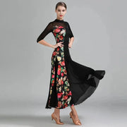 Women Stiching Big A Hemline Sexy Party Ballroom Dance Dress Rumba Costume Dance Clothing - DancerInn