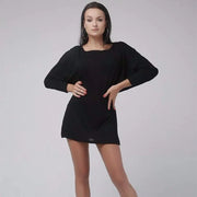 Women Concise Bat Sleeves Elastic Latin Dance Practice Wear Dance Clothes Samba Costumes - DancerInn