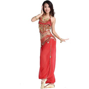 Women’s Chiffon Bandage Top and Tassel Coin Pants for Belly Dance - DancerInn