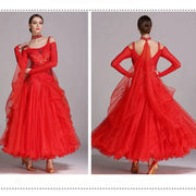 Women Sequins Patchwork Yarn Puffy Design Ballroom Modern Dance Dress for Dancing Performance Show YL230 - DancerInn