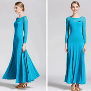 Women Gauze Stitching Sexy Design Party Dancing Ballroom Dance Dress Waltz Rumba Costume YL9004 - DancerInn