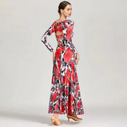 Women Hand-knotted Nylon Ice Silk Exquisite Ballroom Waltzing Tango Dancing Dress Modern Dance Costume - DancerInn