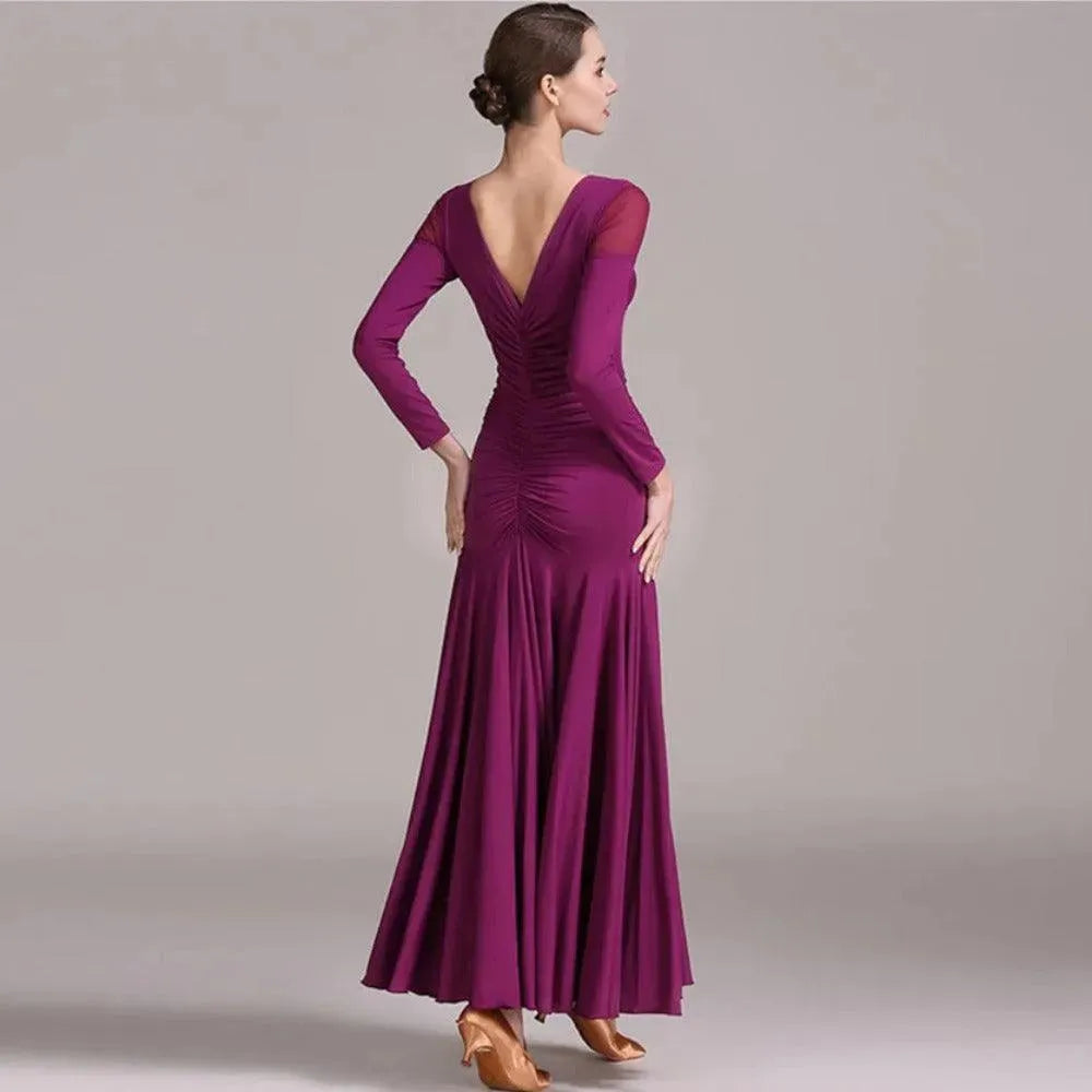 Dancel's Inn Deep V Neck Prom Dress, Pleated Prom Gown | DancerInn