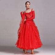 Women Sequins Patchwork Yarn Puffy Design Ballroom Modern Dance Dress for Dancing Performance Show YL230 - DancerInn