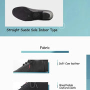 Women Non-slip Soft Sole Oxford Leather Heel 5cm Latin Ballroom Modern Dance Shoes Sports Teacher Dance Sneakers - DancerInn