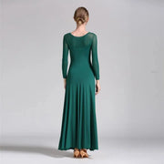 Women Gauze Stitching Sexy Design Party Dancing Ballroom Dance Dress Waltz Rumba Costume YL9004 - DancerInn