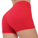 Pantalones cortos de fitness para mujer, elásticos, transpirables, de cintura alta, para baile - Rojo / XS