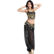 Women’s Chiffon Bandage Top and Tassel Coin Pants for Belly Dance - DancerInn