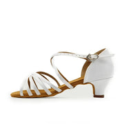 Girls Silk Satin Upper Low Heel Indoor Ballroom Latin Dance Shoes Children Kids Dance Sneakers BD603 - DancerInn