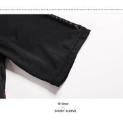 Women Contrast Color Stitching A-line Sweep Short Sleeves Fishbone Hemline Ballroom Dance Wear Tango Dress - DancerInn