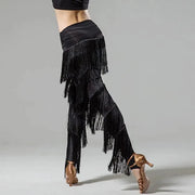 Women's Stretchable Multi-Layer Tassel Latin Dance Pants Fringe Dance Trousers - DancerInn