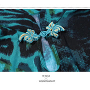 Women Leopard Short Sleeves Big A Hemline Spandex Latin Ballroom Dress Ball Gown Tango Costume YL7009 - DancerInn