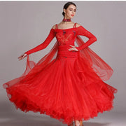 Women Sequins Patchwork Yarn Puffy Design Ballroom Modern Dance Dress for Dancing Performance Show YL230 - DancerInn