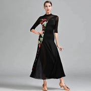 Women Stiching Big A Hemline Sexy Party Ballroom Dance Dress Rumba Costume Dance Clothing - DancerInn