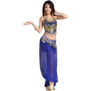 Women’s Chiffon Bandage Top and Tassel Coin Pants for Belly Dance - DancerInn