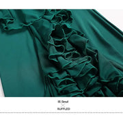 Women Chiffon Yarn V-Back Long Sleeves Party Dress Ball Gown Ballroom Waltz Dress Rumba Dance Costume Stage Dance Wear - DancerInn