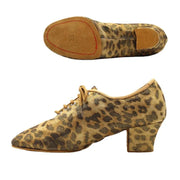 Women Non-slip Soft Sole Oxford Leather Heel 5cm Latin Ballroom Modern Dance Shoes Sports Teacher Dance Sneakers - DancerInn