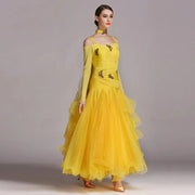 Women Sequins Patchwork Yarn Puffy Design Ballroom Modern Dance Dress for Dancing Performance Show YL230 - DancerInn