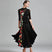 Black / S - Stich Dress for Women Ballroom Floral Dance Dress with Big A Hemline