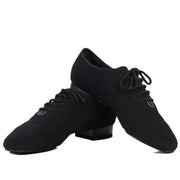 Men Black Modern Oxford Cloth Heel 25mm Square Dance Ballroom Latin BD Dance Shoes - DancerInn