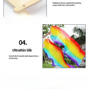 Multi Colors True Real Silk Belly Dance Fans Handmade Dyed Silk Belly Dance Long Fan Chinese Dance Fans - DancerInn