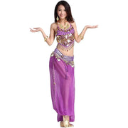 Women’s Chiffon Bandage Top and Tassel Coin Pants for Belly Dance - DancerInn