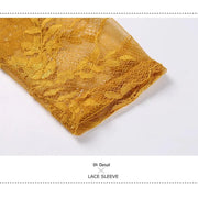 Women See-Through Hollow Lace Stitching Short Sleeves Red Tango Standard Ballroom Dress Waltz Rumba Dance Wear - DancerInn