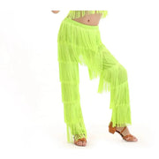 Girls Multi-color Tassel Fringe Samba Salsa Ballroom Latin Dance Pants - DancerInn