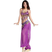 Women’s Chiffon Bandage Top and Tassel Coin Pants for Belly Dance - DancerInn