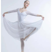 Women Black White Pink Anti-wrinkle Ballet Dance Skirt Tutu Silk Ballet Elegant Performance Skirts - DancerInn