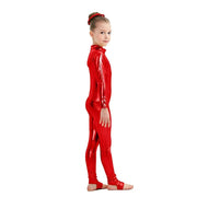 Kids Long Sleeve Metallic Unitards Stirrups Dance Gymnastics Leotards for Girls - DancerInn