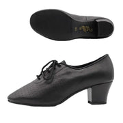 Women Non-slip Soft Sole Oxford Leather Heel 5cm Latin Ballroom Modern Dance Shoes Sports Teacher Dance Sneakers - DancerInn