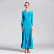 Women Gauze Stitching Sexy Design Party Dancing Ballroom Dance Dress Waltz Rumba Costume YL9004 - DancerInn