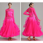 Women’s Rhinestone Standing Neck Ballroom Dance Competition Dresses YL7002 - DancerInn