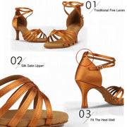 Women Multiple Colors Cowhide Sole Non-slip Satin Latin Ballroom Shoes Dance Sneakers BD211 - DancerInn