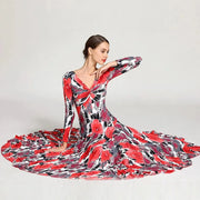Women Hand-knotted Nylon Ice Silk Exquisite Ballroom Waltzing Tango Dancing Dress Modern Dance Costume - DancerInn