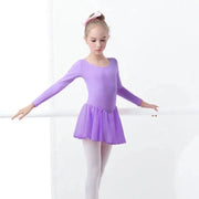 Girls Bowknot Short Sleeve Ballet Dress Gymnastics Leotards Chiffon Skirts for Kids - DancerInn