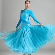 Women’s Rhinestone Standing Neck Ballroom Dance Competition Dresses YL7002 - DancerInn