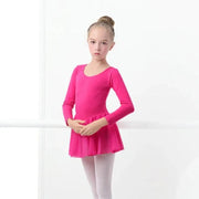 Girls Bowknot Short Sleeve Ballet Dress Gymnastics Leotards Chiffon Skirts for Kids - DancerInn