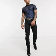 Men See-Through Short Sleeves Slim Shiny Breathable Dance T-shirts Nightclub Camiseta - DancerInn