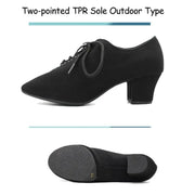 Women Non-slip Soft Sole Oxford Leather Heel 5cm Latin Ballroom Modern Dance Shoes Sports Teacher Dance Sneakers - DancerInn